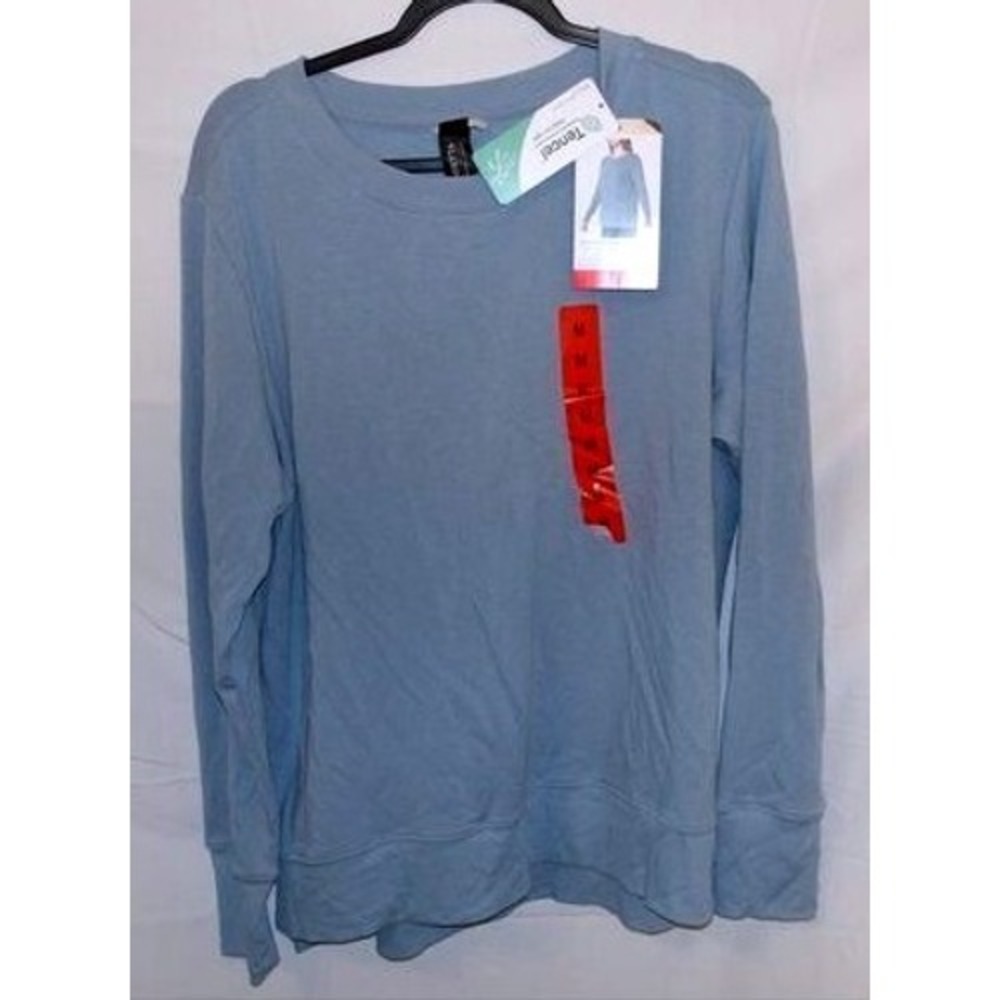 Monk &‎ Willow Women's Tencel Crew Neck Long Sleeve Sweatshirt Top M Blue
